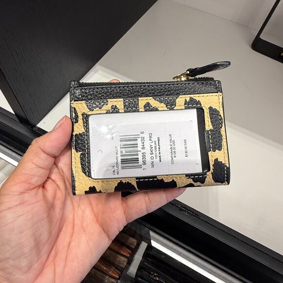 Coach Mini Skinny Id Case With Leopard Print CBL75 Gold/Leopard Multi - Picture 2 of 3